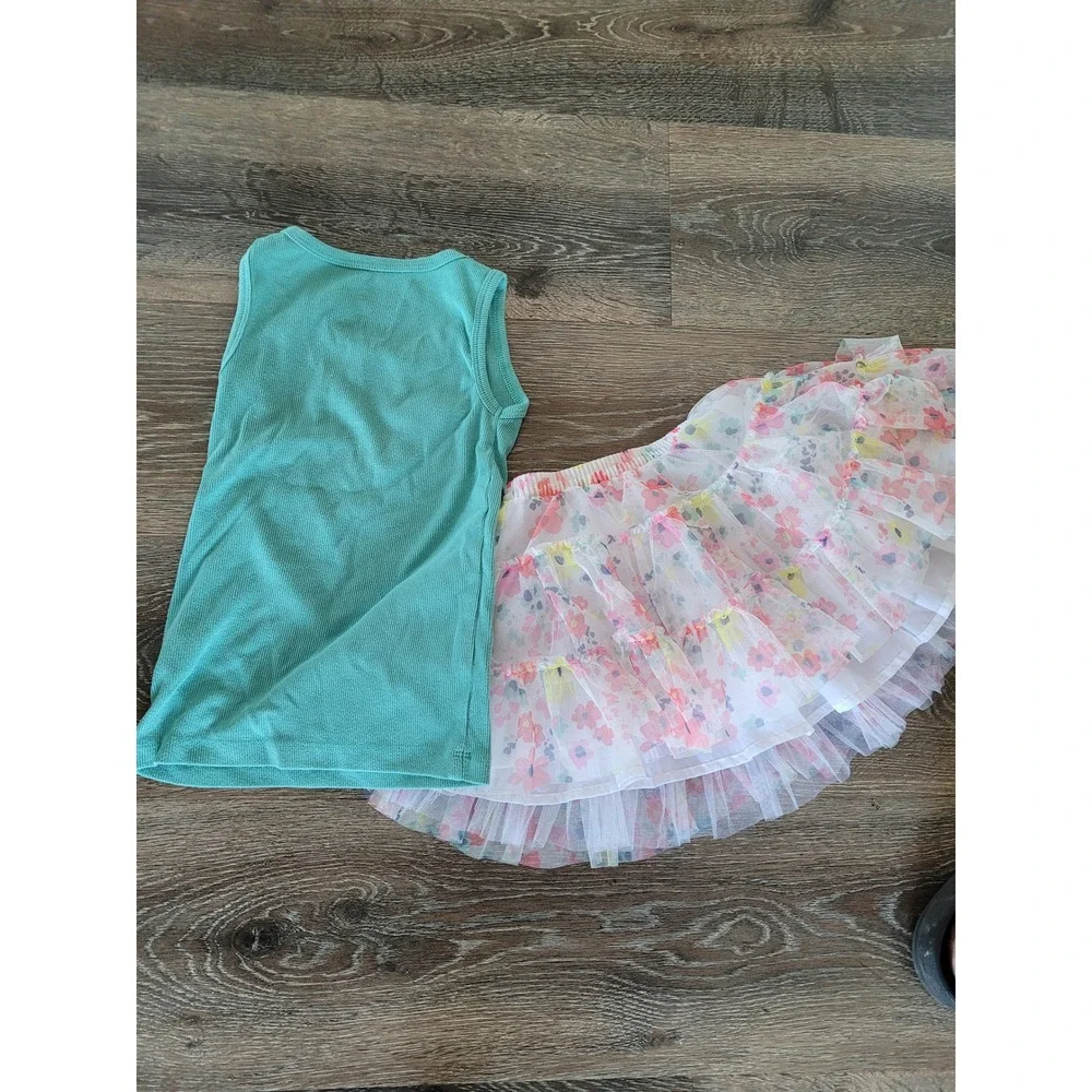Wonder Nation Girls Tank Top Cherokee Floral Ruffle Tutu Skirt Outfit 4T 6/6X #7